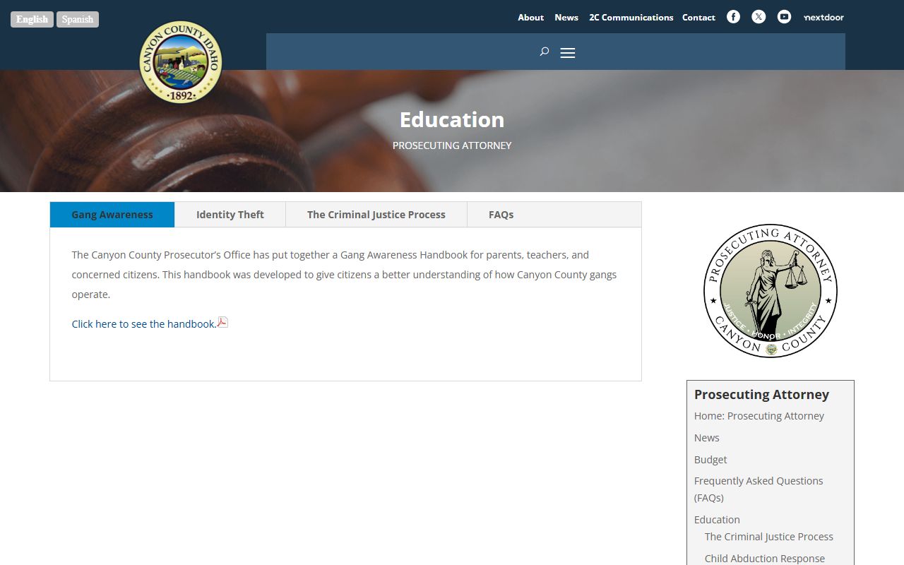 Canyon County court records after jail arrest prosecutor criminal process page